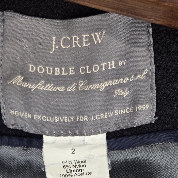 J Crew Womens Size 2 Factory Skirted Dress Coat Double Cloth Black Wool - Picture 8 of 9